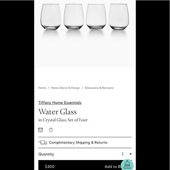 NWB Tiffany wine/water glasses - Set of 4 - Picture 1 of 8